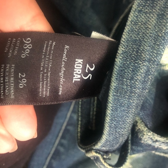 Koral Greenish tint Distressed Ankle Skinny Jeans  Sz 25​ - Picture 2 of 6